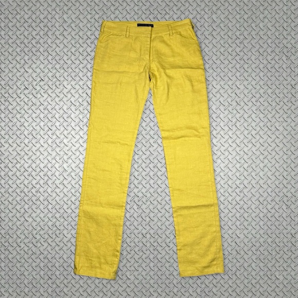 BALENCIAGA. PANTS Yellow Linen Cigarette Women’s Trousers - Picture 1 of 7